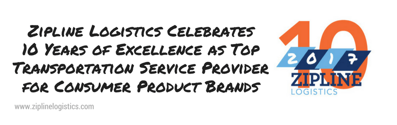 Zipline Logistics Celebrates 10 Years of Excellence as Top Transportation Service Provider for Consumer Product Brands